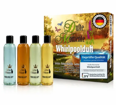 Produktbild von Whirlpoolduft Set – 4x250 ml Duftkonzentrat für Whirlpools & Spas | Qualität DVN 5204