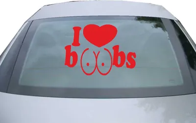 Produktbild von Indigos UG - Aufkleber Heckscheibe & Motorklappe DE6071 - rot - 600x428 mm - i love boobs - Auto Scheiben Fenster Heckklappe Tuning Racing JDM - Die cut