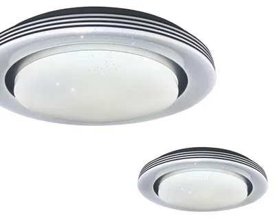 Image de Plafonnier LED rond KELLY noir et blanc 48 W, nuances de blanc, 3360 lm, plastique, dimensions : 8 x 48 x 48 cm, IP20, Milagro