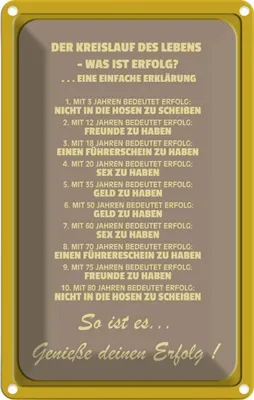 Produktbild von vianmo Blechschild 18x12 cm Kreislauf des Lebens was Erfolg Spruch Zitat