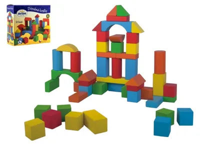 Obrázok produktu pre Stavebné kocky drevené 50 ks v krabici 20x19x8cm