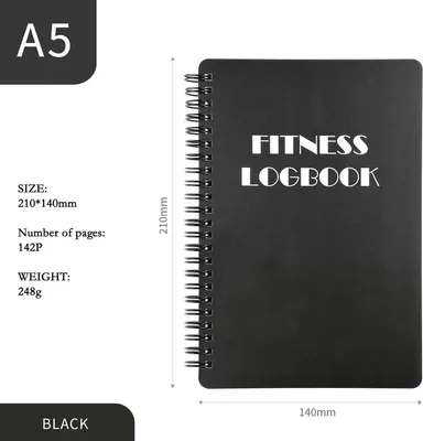 Produktbild von INF A5 Spiral Fitness Logbuch - Tägliches Trainingsplaner & Übungsjournal Schwarz