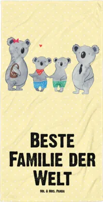 Produktbild von Mr. & Mrs. Panda Duschhandtuch Koala Familie zwei - Gelb Pastell - Geschenk, Koalabär, Handtuch, Duschtuch, Zusammen, Strandtuch, Reisehandtuch, Strandlaken, Muttertag