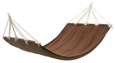 Produktbild von Zimilo Hängematte mit Holzstab, 300 x 150 cm, Liegefläche 210 x 150 cm, bis 150 kg, Garten Hängematte, Doppelhängematte Braun