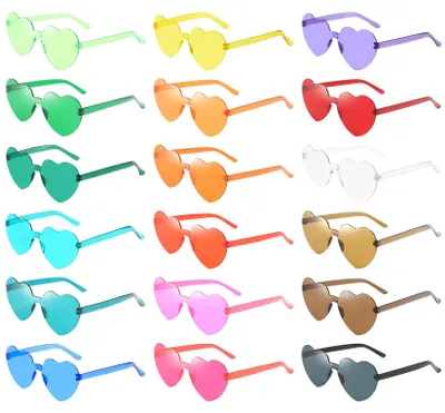 18 Herz-Sonnenbrillen, bunt, transparent, Party-Accessoire