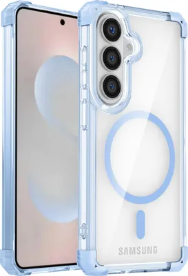 Immagine prodotto di Custodia magnetica per Samsung Galaxy S26 compatibile con MagSafe, resistente agli urti, protezione militare, custodia trasparente blu