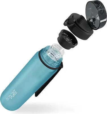 Produktbild von uberBottle softTouch Trinkflasche mit Fruchtbehälter 1000ml / Aqua Blue/ 720DGREE