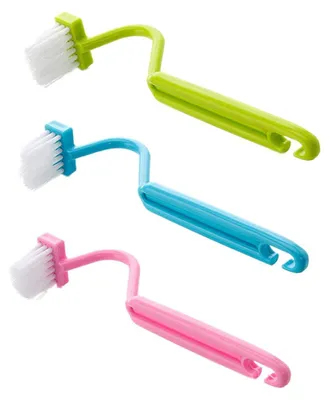 Produktbild von 3 gebogene Toilettenbürsten mit weichen Borsten zur Reinigung unter dem Toilettenrand.