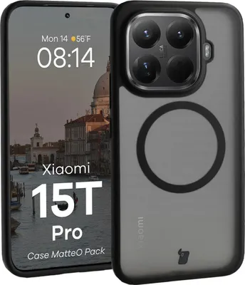 Produktbild von Schutzhülle mit Magnetring + gehärtetem Glas Bizon MatteO Pack für Xiaomi 15T Pro, Getönt-Schwarz