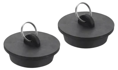 Produktbild von Abflussstopfen 2 Stück Gummi 45.8-47.8mm für Badewanne Waschbecken Küche Schwarz