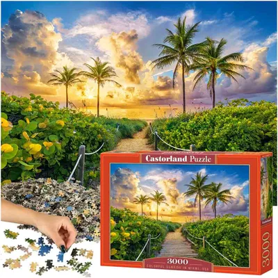 Obrázok produktu pre CASTORLAND Puzzle 3000 dielikov Farebný východ slnka v Miami, USA - Východ slnka v Miami 92x68cm