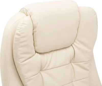 Zdjęcie produktu dla Fotel biurowy HOMCOM z funkcją masażu, ergonomiczny fotel biurowy z funkcją ogrzewania, funkcją odchylania i bujania, regulowany na wysokość i obrotowy w zakresie 360°, sztuczna skóra, kremowy