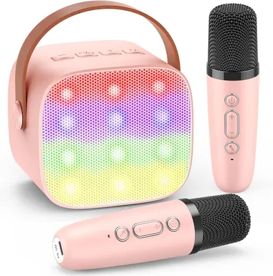 Productafbeelding van Dislocati Karaoke machine met 2 Bluetooth microfoons - Meisjes speelgoed voor 3-12 jaar Draagbare karaoke