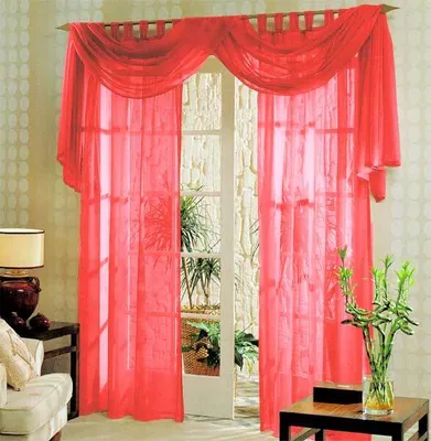 Produktbild von Voile komplett GARDINEN SET 3tlg., Rot, 60999