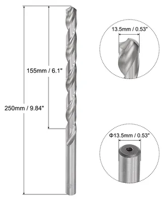 Produktbild von Spiralbohrer Schnellarbeitsstahl Extra Lange Bohrer Ersatz 13,5 x 250 mm