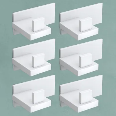 Produktbild von Mai & Mai Kleiderhaken 6 Stück Wandgarderobe Wandhaken aus Edelstahl Garderobenleiste Garderobenhaken 8cm Matt weiß Stalo-06