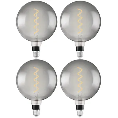 Produktbild von 4 x Osram LED Spiral Filament Leuchtmittel Vintage 1906 G200 Globe 5W = 12W E27 Rauchglas 110lm extra warmweiß 1800K