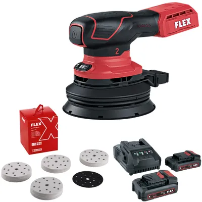 Produktbild von Flex Akku-Exzenterschleifer + Schleifpapier -Set + Akku Set P-Set 22 Q