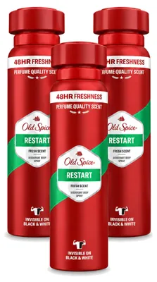 Imagen del producto de 3 aerosoles desodorantes Old Spice Restart - 150 ml - Paquete económico - 3 unidades