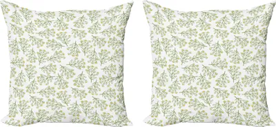 Produktbild von ABAKUHAUS Apotheker Kissenbezug Set (2Stück), Retro- Daisy Branches Romantische Frühlings-Blüten-Schönheits-Wesentlich-Flora, 40 x 40 cm, Reseda Grün Gelb