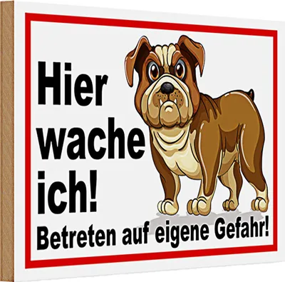Produktbild von Holzschild Warnschild 30x20cm Hier wache ich betreten Gefahr