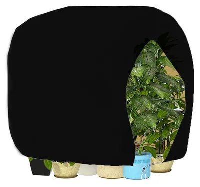 Image de Housse de protection hivernale pour plantes en pot, couleur noire, dimensions 120 x 140 cm