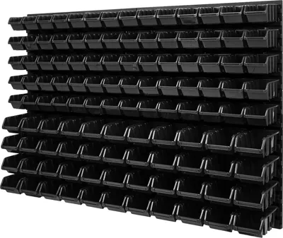 Obrázok produktu pre Sada stohovacích boxov 4x nástenný policový úložný systém 114 boxov 1152 mm x 780 mm