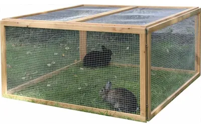 Zdjęcie produktu dla Zagroda dla królików - Siatka druciana - 120 x 120 x 59 cm - Sześciokątna lub kwadratowa - Z dachem