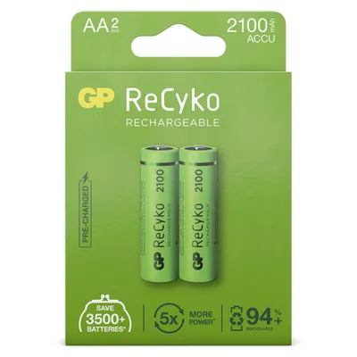 Produktbild von GP Batteries 210AAHCE-2WB2, Wiederaufladbarer Akku, AA, Nickel-Metallhydrid (NiMH), 1,2 V, 2 Stück(e), 2100 mAh