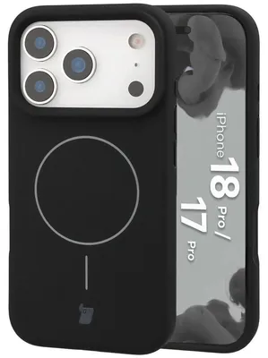 Produktbild von Silikon Handyhülle mit Magnetring für iPhone 18 Pro / 17 Pro, Bizon Soft Case Magnetic, Schwarz