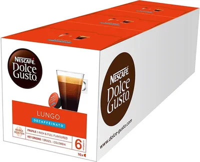 Produktbild von Nescafé Dolce Gusto Caffe Lungo, Kaffeekapsel, Lungo, Dolce Gusto, 16 Tassen, 6/11, Braun, Rot