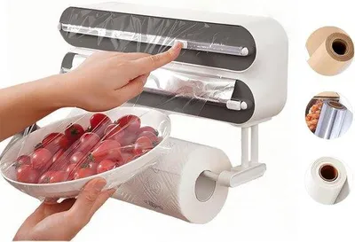 Produktbild von Famanu Folien-Dispenser mit Schneidefunktion - 3-in-1 Organizer