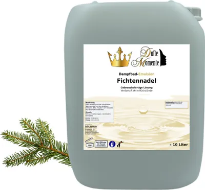 Produktbild von Dampfbad Emulsion Fichtennadel - 10 Liter - gebrauchsfertig für Dampfbad, Dampfdusche, Verdampferanlagen