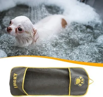 Produktbild von Schnelltrocknendes Hundebadetuch mit hoher Saugfähigkeit für kleine, mittlere und große Rassen sowie Welpen
