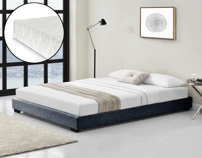Produktbild von Polsterbett mit Kaltschaum-Matratze und Lattenrost 180x200 cm Bett mit Matratze Standard 100 Doppelbett Kunstleder Ehebett in Dunkelgrau Corium