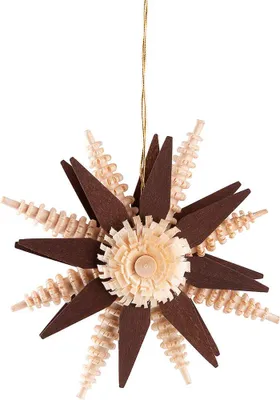 Produktbild von Christbaumschmuck Spanstern braun (7cm) von Dregeno Seiffen