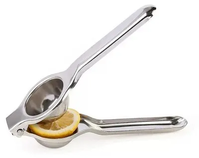 Produktbild von Manuelle Zitruspresse aus Edelstahl, Orangenpresse und Zitronenpresse mit ergonomischem Griff, professioneller Zitrusausbeuter für frischen Saft und Dressings