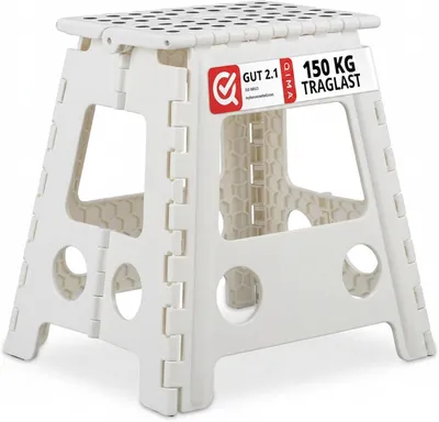 Produktbild von Faltbarer Hocker – Campinghocker – Großer Badhocker – 150 kg – Weiß