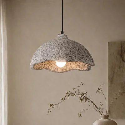 Produktbild von Milton & Oldbrook Japandi Hängelampe Ø 40 cm Uzice Sand Steinlook