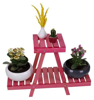 Image de Jardinière Pot de fleurs en bois rose L 70 cm