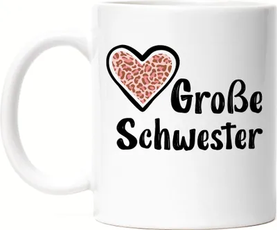 Produktbild von Große Schwester Tasse Weiß Sisters Beschützerin Geborgenheit Liebe Familie Zusammenhalt Freude Spaß Sis Love