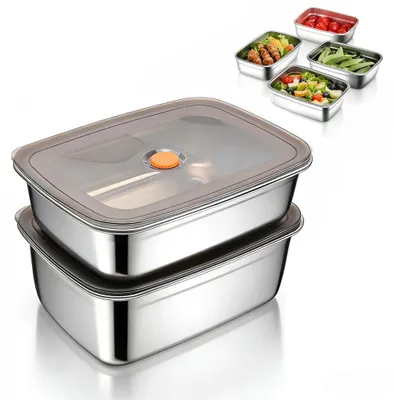 Immagine prodotto di Solidchoice - Contenitori per alimenti in acciaio inossidabile con coperchio ermetico, capacità 1500 ml e 1000 ml