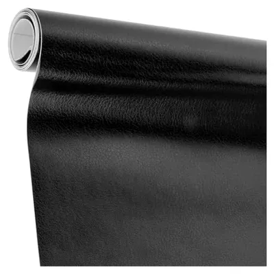 Produktbild von Strukturierte PVC-Folie in Schwarz mit realistischem Lederlook für den Innenraum