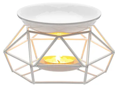 Obrázok produktu pre Kovová lampa na vonné sviečky s držiakom na sviečky v bielej farbe
