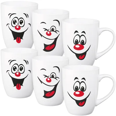 Produktbild von Teeglas Kaffeetassen Set 6er, Kaffeebecher 300ml aus keramik mit Henkel ideal für Kaffee, Tee, Milch, Schokolade