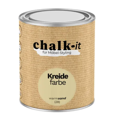 Produktbild von Kreidefarbe Chalk-it (28) Warm Sand 0,75L Shaby Chic Möbel Holzlack Natur Vintage Möbellack