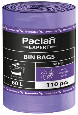 Produktbild von Paclan Multitop Müllbeutel Lavendel 60L, 110 Stück, 991419