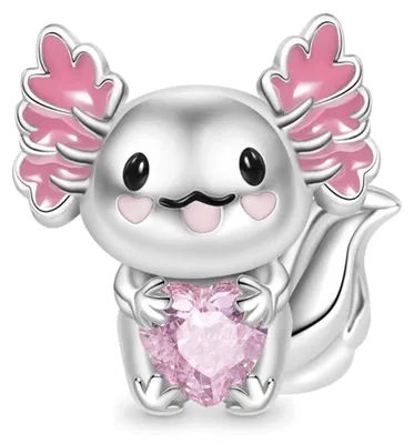 Produktbild von Gnoce Charm Axolotl mit Herz FSC154 Silber