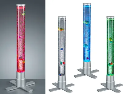 Produktbild von LED Lichtsäule Wassersäule mit Fischen & Farbwechsel Sprudelsäulenlampe 61cm