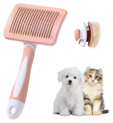 Produktbild von Katzenbürste Hundebürste Unterwolle Entfilzungsbürste - Selbstreinigend - Für Katzen und Hunde - Orange - Für langes und kurzes Haar
